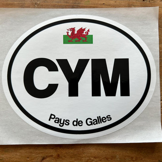 Bumper Sticker - CYM - Cymru / Wales - Black & White