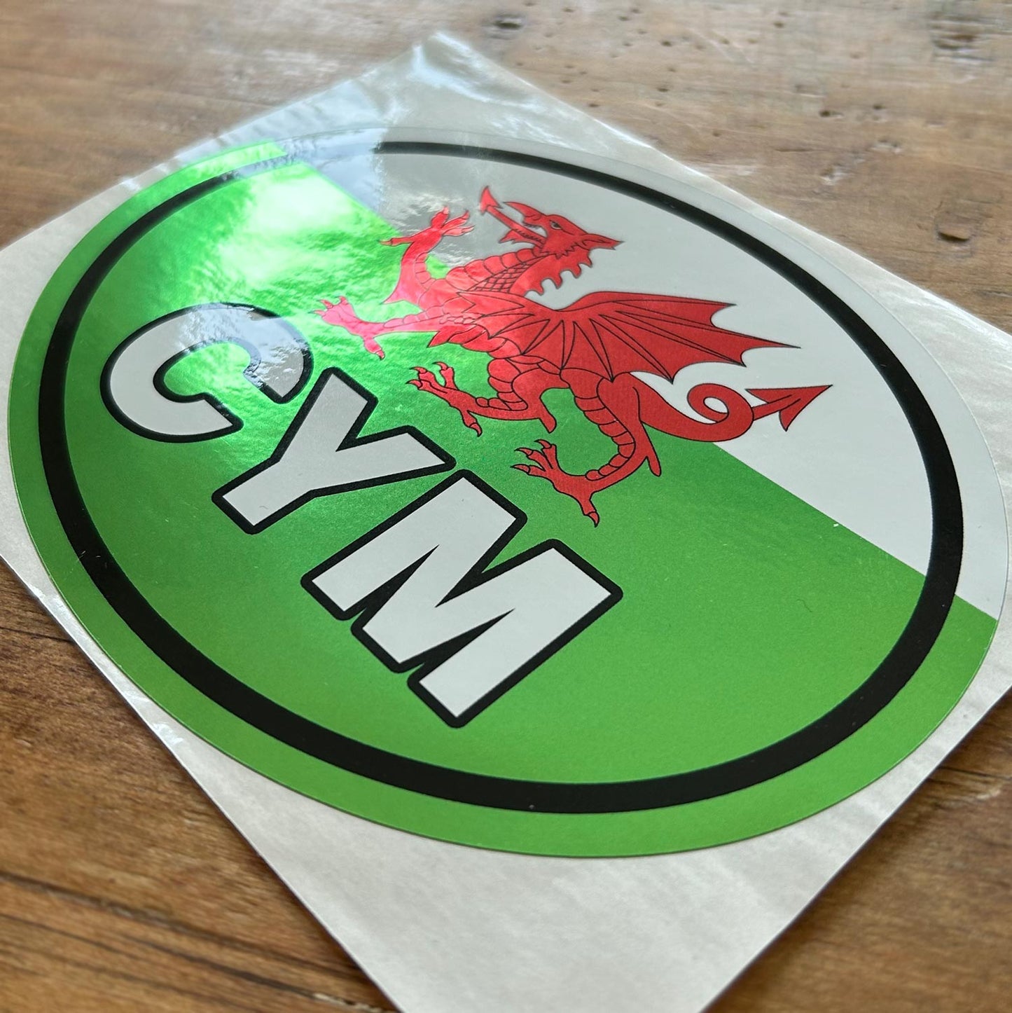 Bumper Sticker - CYM - Cymru / Wales - Metallic - Welsh Dragon Flag