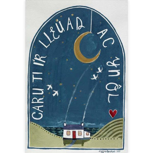 Card - Heart - Caru ti i'r Lleuad a Nol - Love You to the Moon and Back