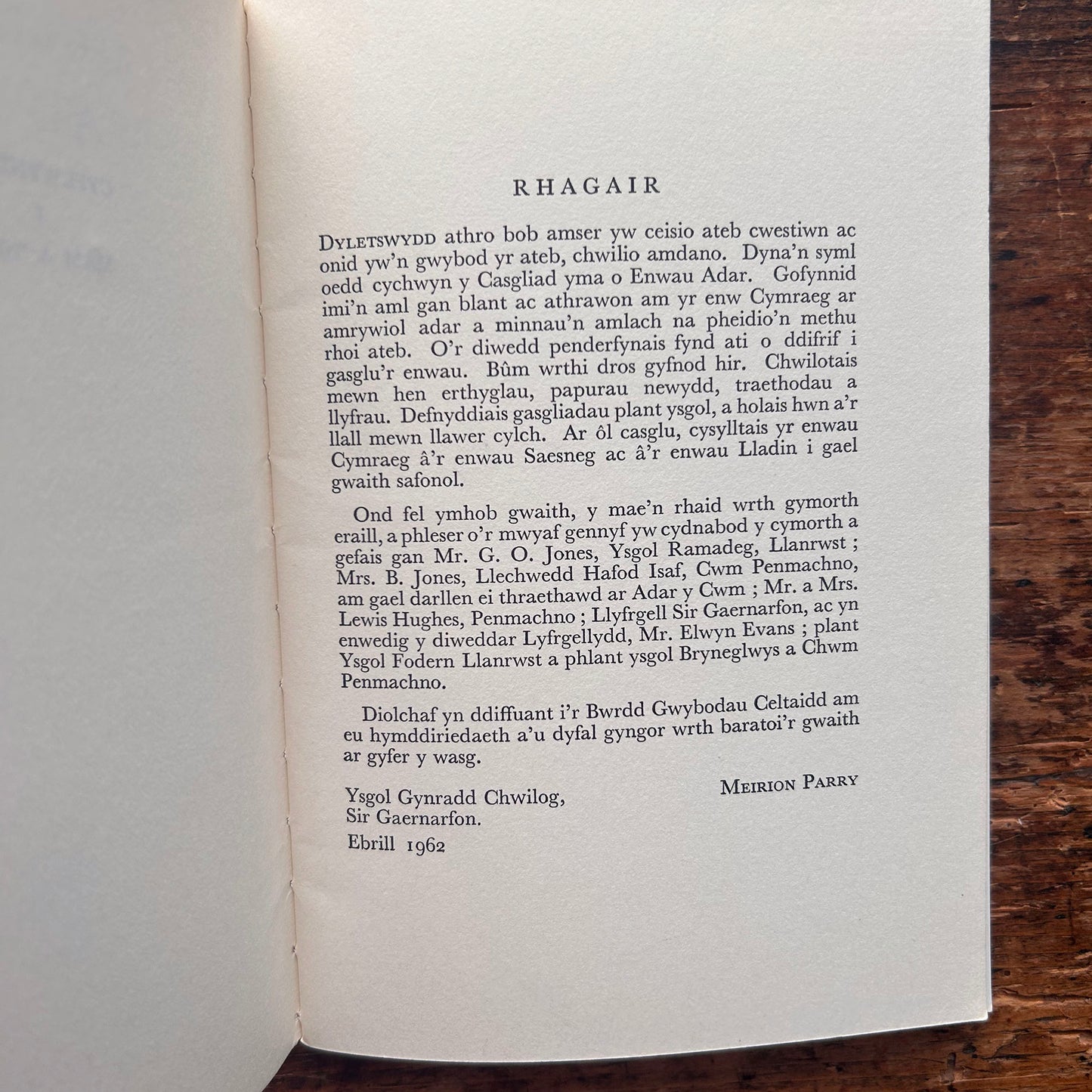 Casgliad o Enwau Adar - Bird Names - 1962 (Preloved)