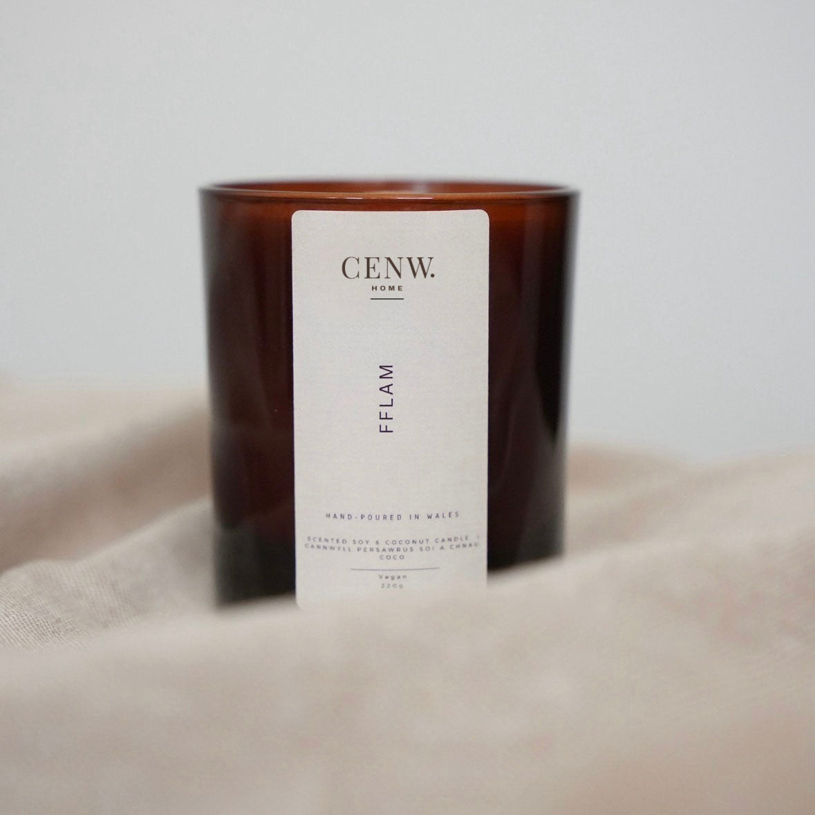 Candle - Cenw - Amber Votive - Fflam / Flame