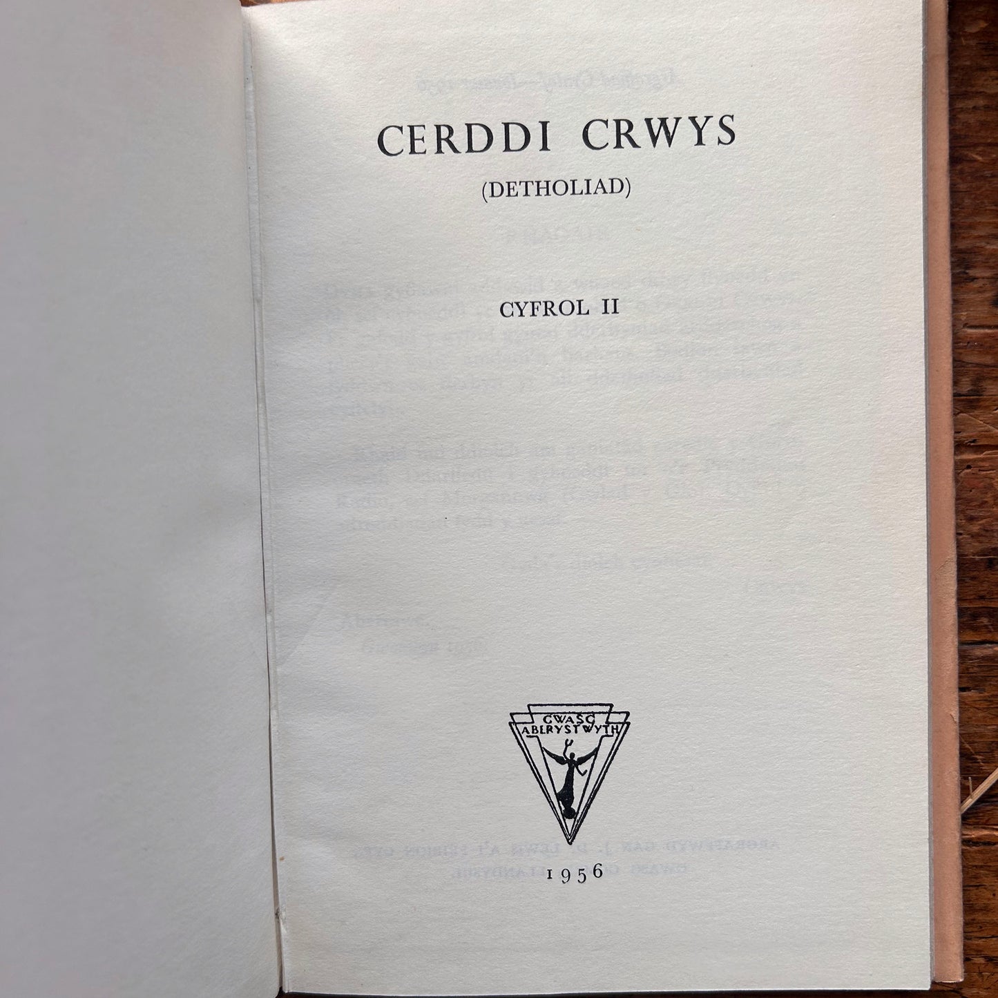 Cerddi Crwys Cyfrol II - Welsh Folk Songs 1956 (Preloved)