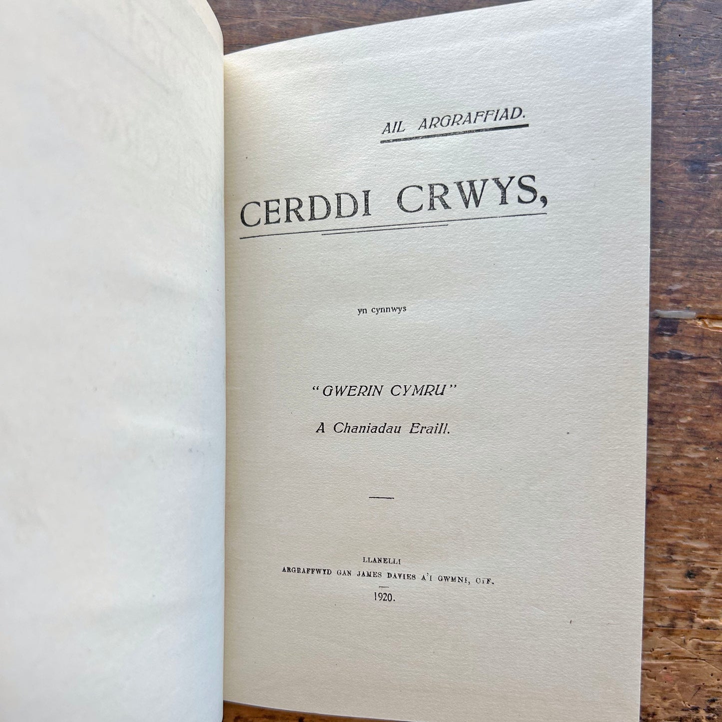 Cerddi Crwys - Welsh Folk Songs 1920 (Preloved)