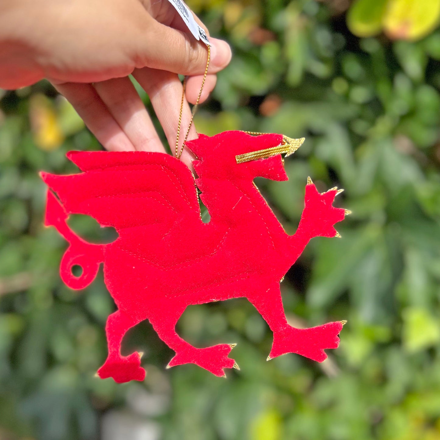 Christmas Decoration - Handmade - Embroidered Welsh Dragon (imperfect)