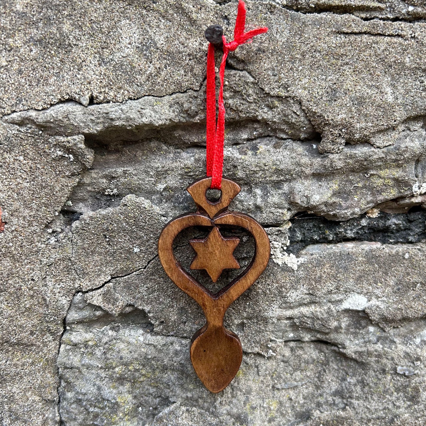 Christmas Decoration - Welsh Love Spoon - Seren / Star