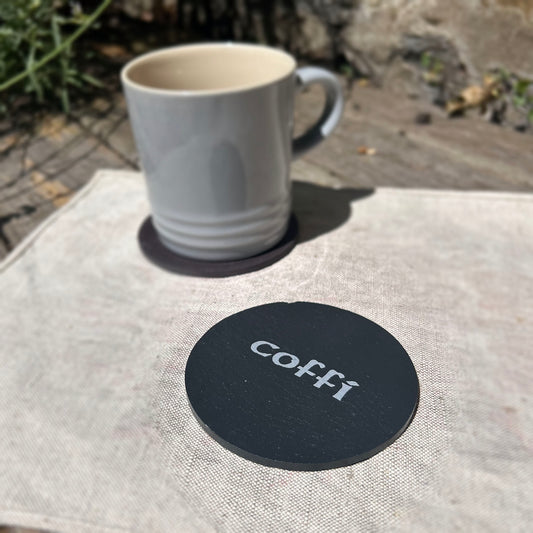 Coaster - Welsh Slate - Coffee / Coffi