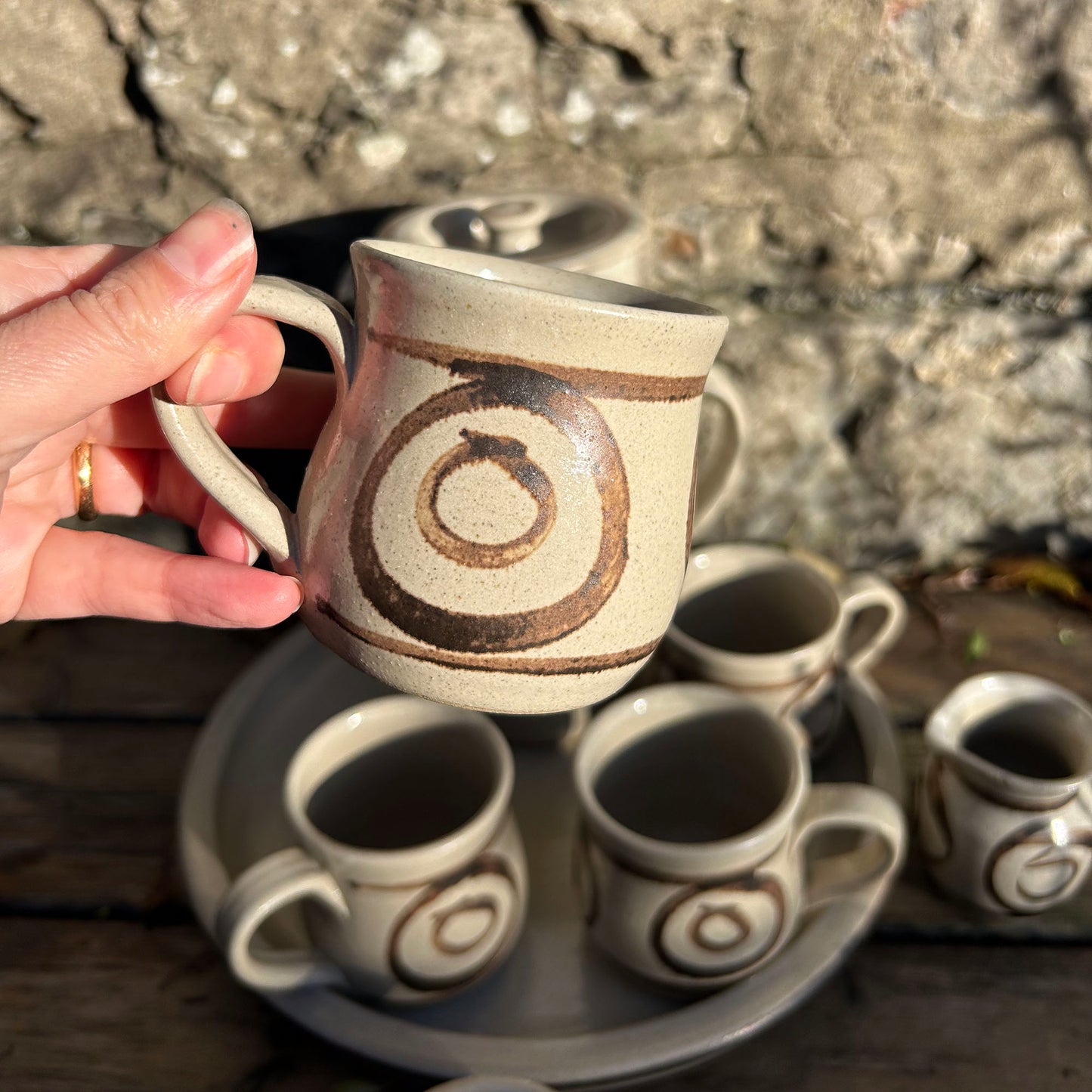 Coffee Set - Vintage Welsh Studio Stoneware Pottery - Abaty (Preloved)