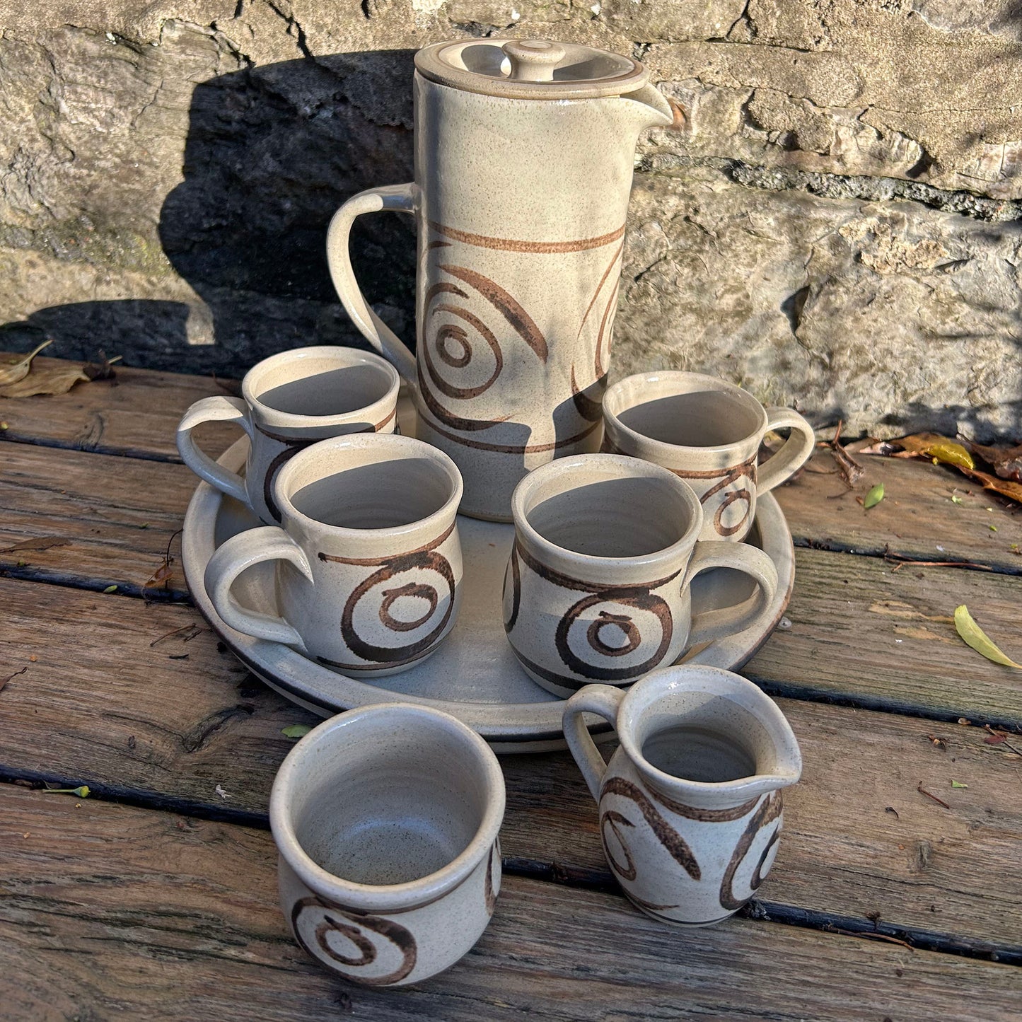 Coffee Set - Vintage Welsh Studio Stoneware Pottery - Abaty (Preloved)
