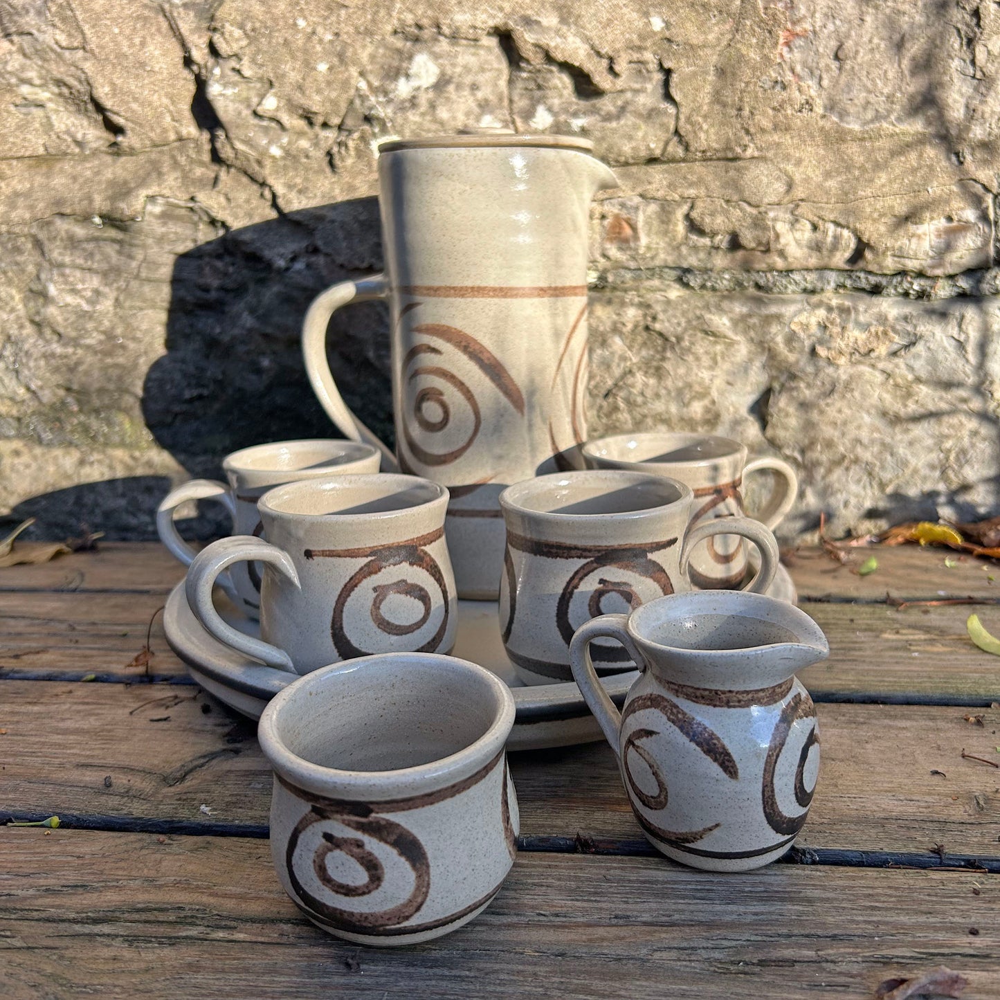 Coffee Set - Vintage Welsh Studio Stoneware Pottery - Abaty (Preloved)