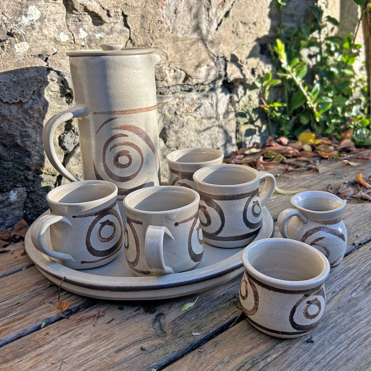 Coffee Set - Vintage Welsh Studio Stoneware Pottery - Abaty (Preloved)