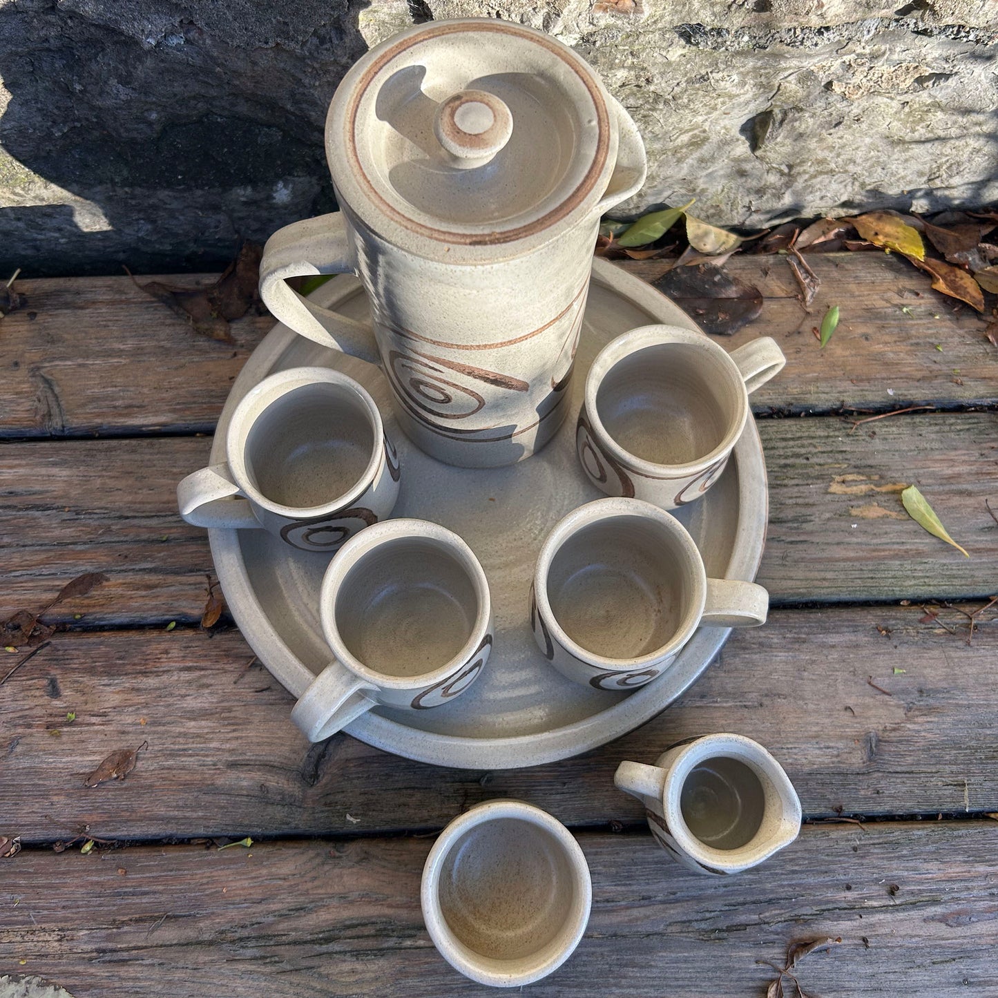 Coffee Set - Vintage Welsh Studio Stoneware Pottery - Abaty (Preloved)