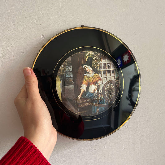 Convex Glass Dome Picture Frame - Welsh Lady - Mid Century (Preloved)