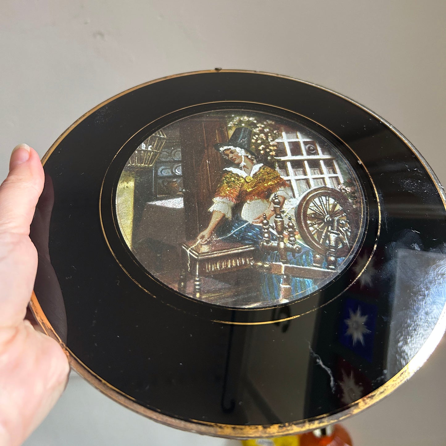 Convex Glass Dome Picture Frame - Welsh Lady - Mid Century (Preloved)