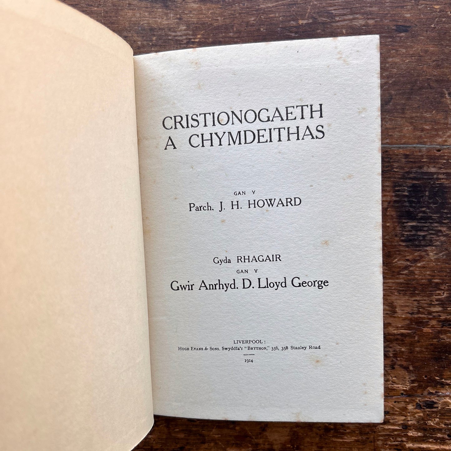 Cristionogaeth a Chymdeithas - D. Lloyd George - J. H. Howard - 1914 1st edition (Preloved)