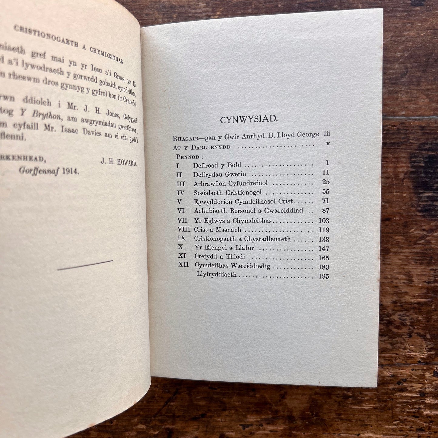 Cristionogaeth a Chymdeithas - D. Lloyd George - J. H. Howard - 1914 1st edition (Preloved)