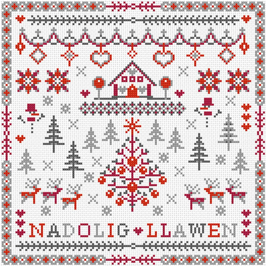 Cross Stitch Kit - Welsh - Nadolig Llawen - Merry Christmas
