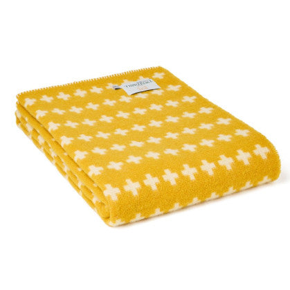 Throw / Blanket - New Wool - Tweedmill Cross - Yellow