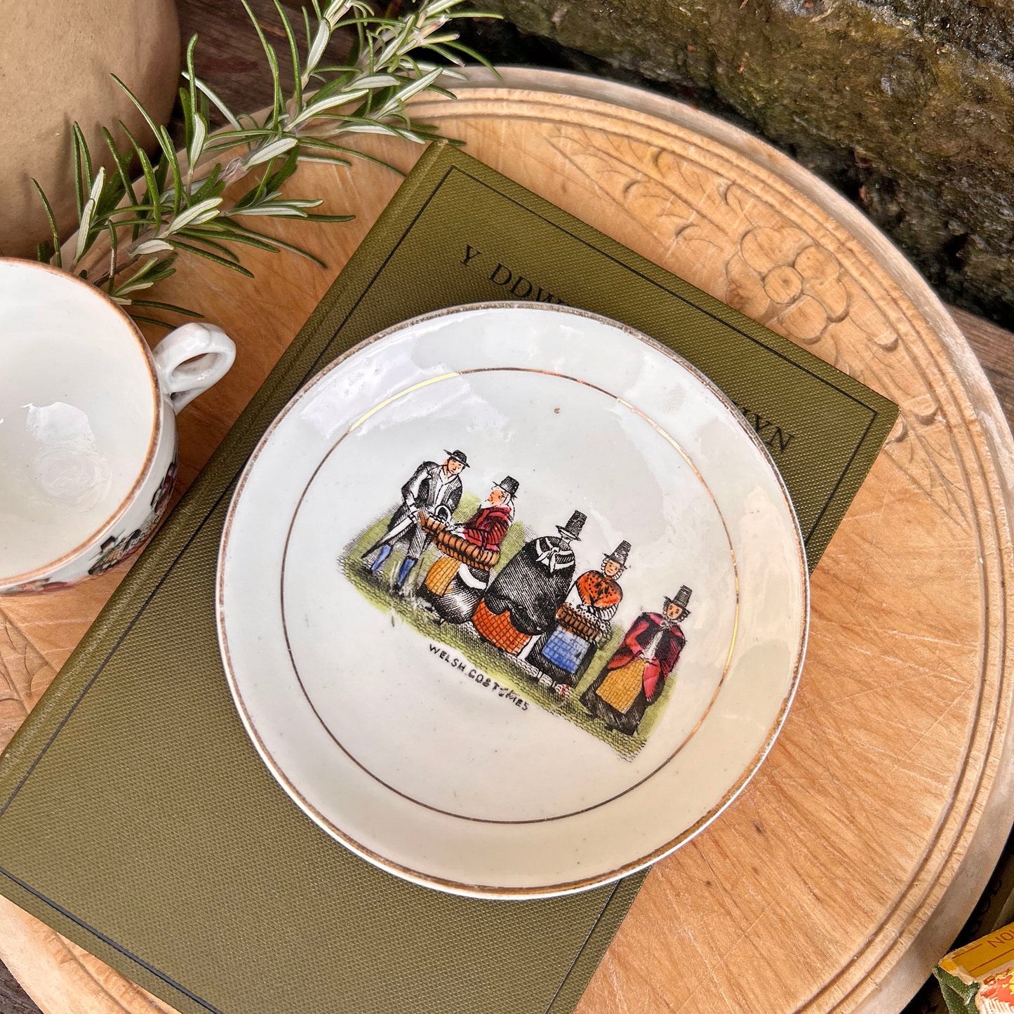 Cup & Saucer - Welsh Costumes North Wales - Vintage Souvenir (Preloved)
