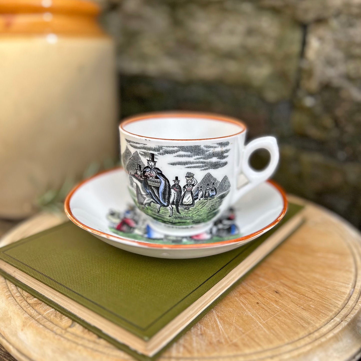 Cup & Saucer - Welsh Costumes - Vintage Souvenir (Preloved)