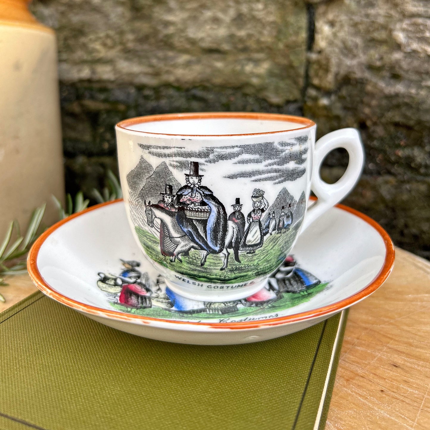 Cup & Saucer - Welsh Costumes - Vintage Souvenir (Preloved)