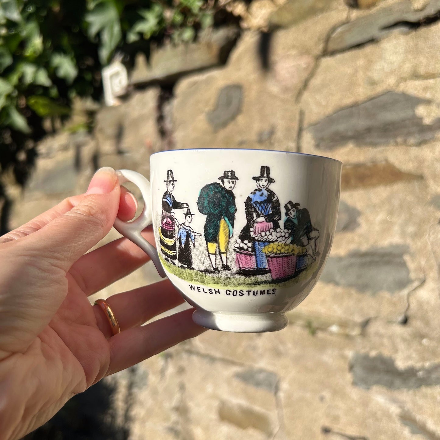 Cup & Saucer - Welsh Costumes - Antique Souvenir (Preloved)