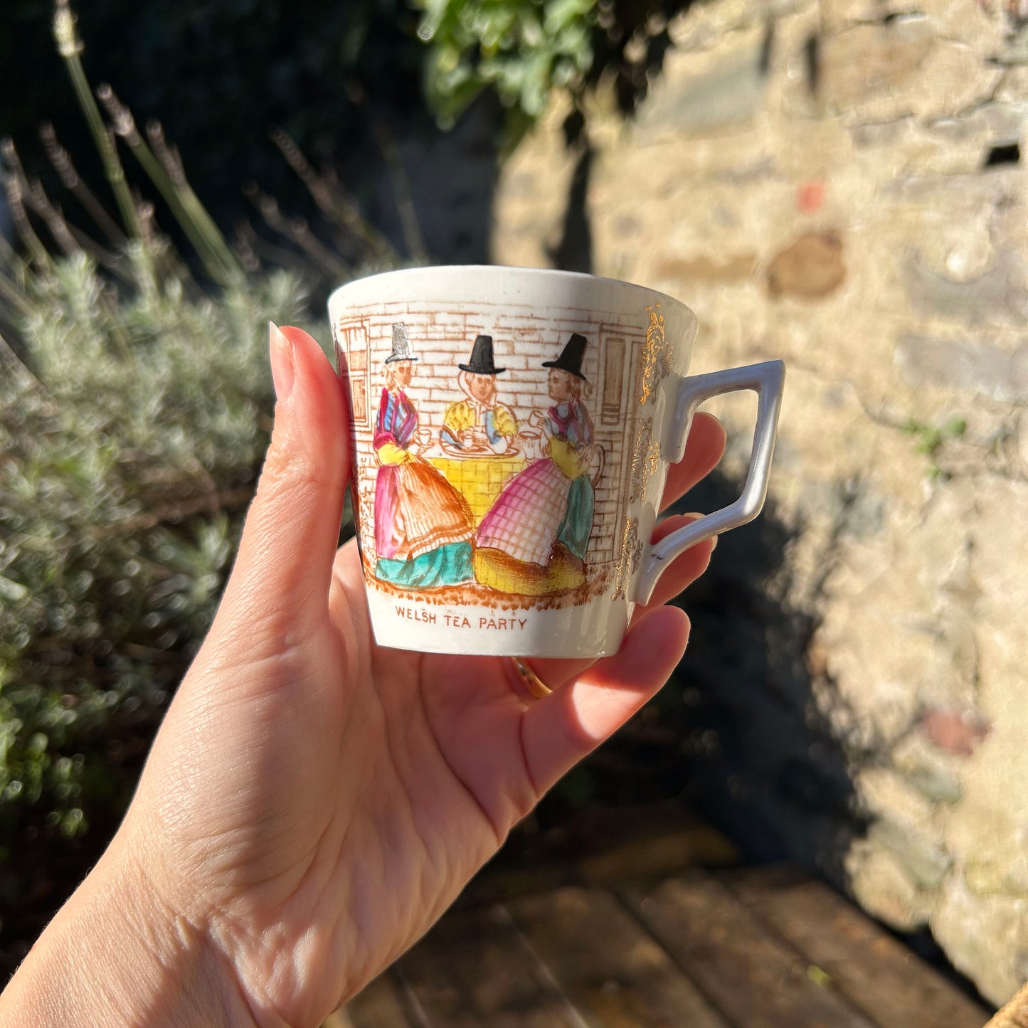 Cup & Saucer - Welsh Costumes - Welsh Tea Party - Antique Souvenir (Preloved)