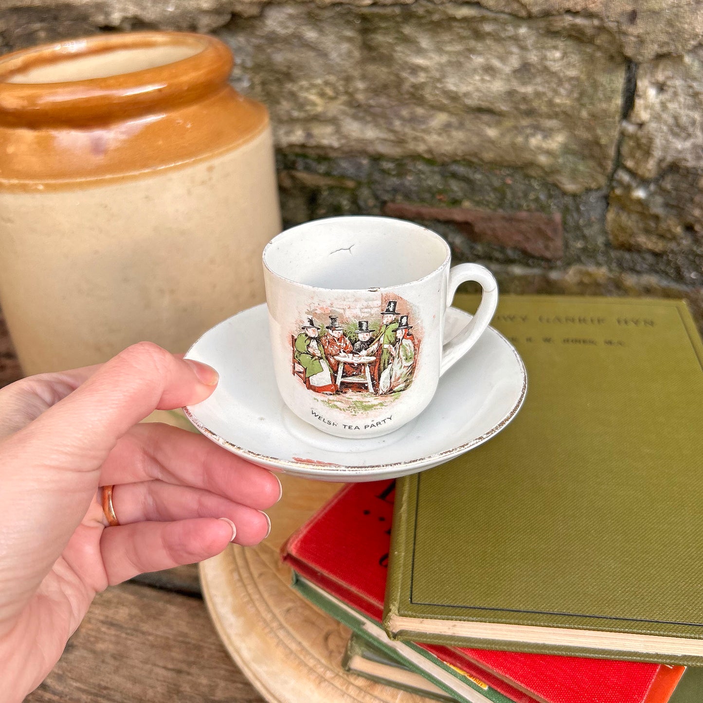Cup & Saucer - Welsh Tea Party - Vintage Souvenir (Preloved)