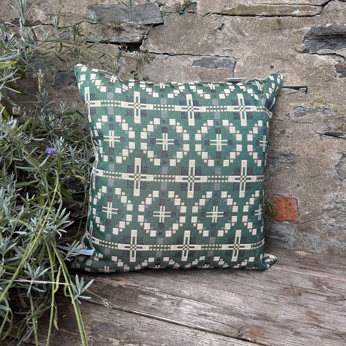 Cushion - Welsh Tapestry Cross - Evergreen