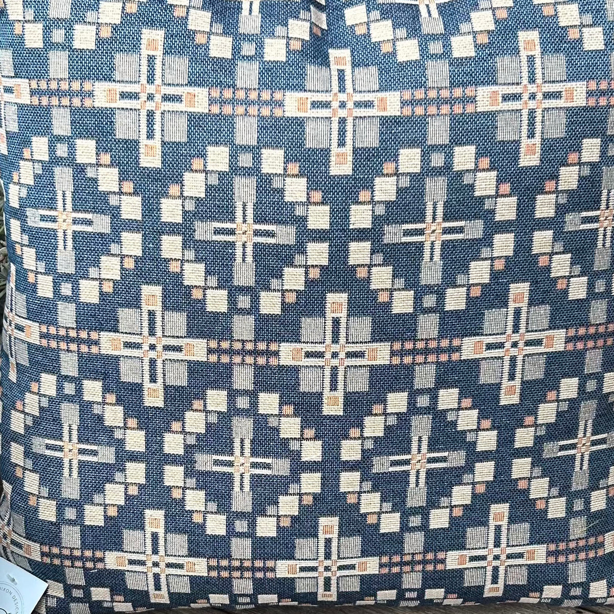 Cushion - Welsh Tapestry Cross - Navy Blue