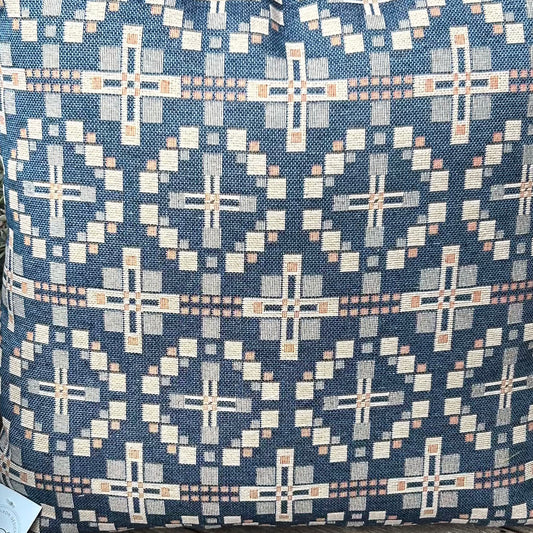 Cushion - Welsh Tapestry Cross - Navy Blue