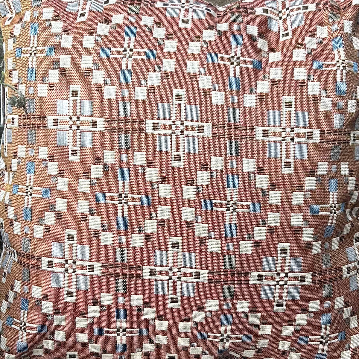 Cushion - Welsh Tapestry Cross - Terracotta Brown