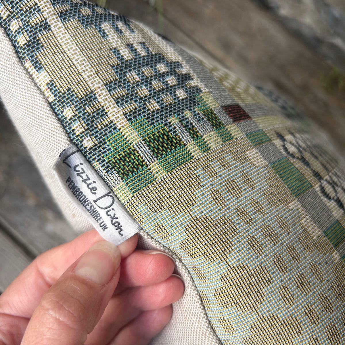 Cushion - Welsh Tapestry Design - Sage Green & Ice Blue