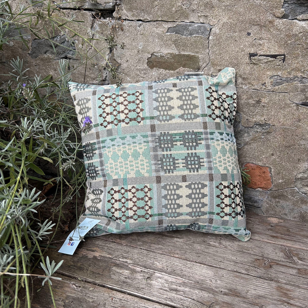 Cushion - Welsh Tapestry Design - Sea Blue & Driftwood
