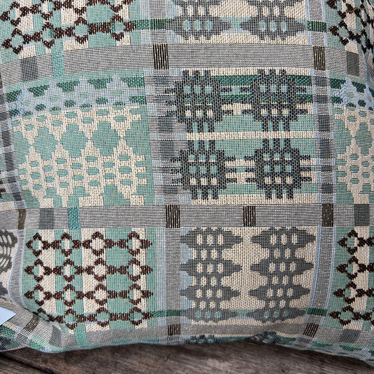 Cushion - Welsh Tapestry Design - Sea Blue & Driftwood
