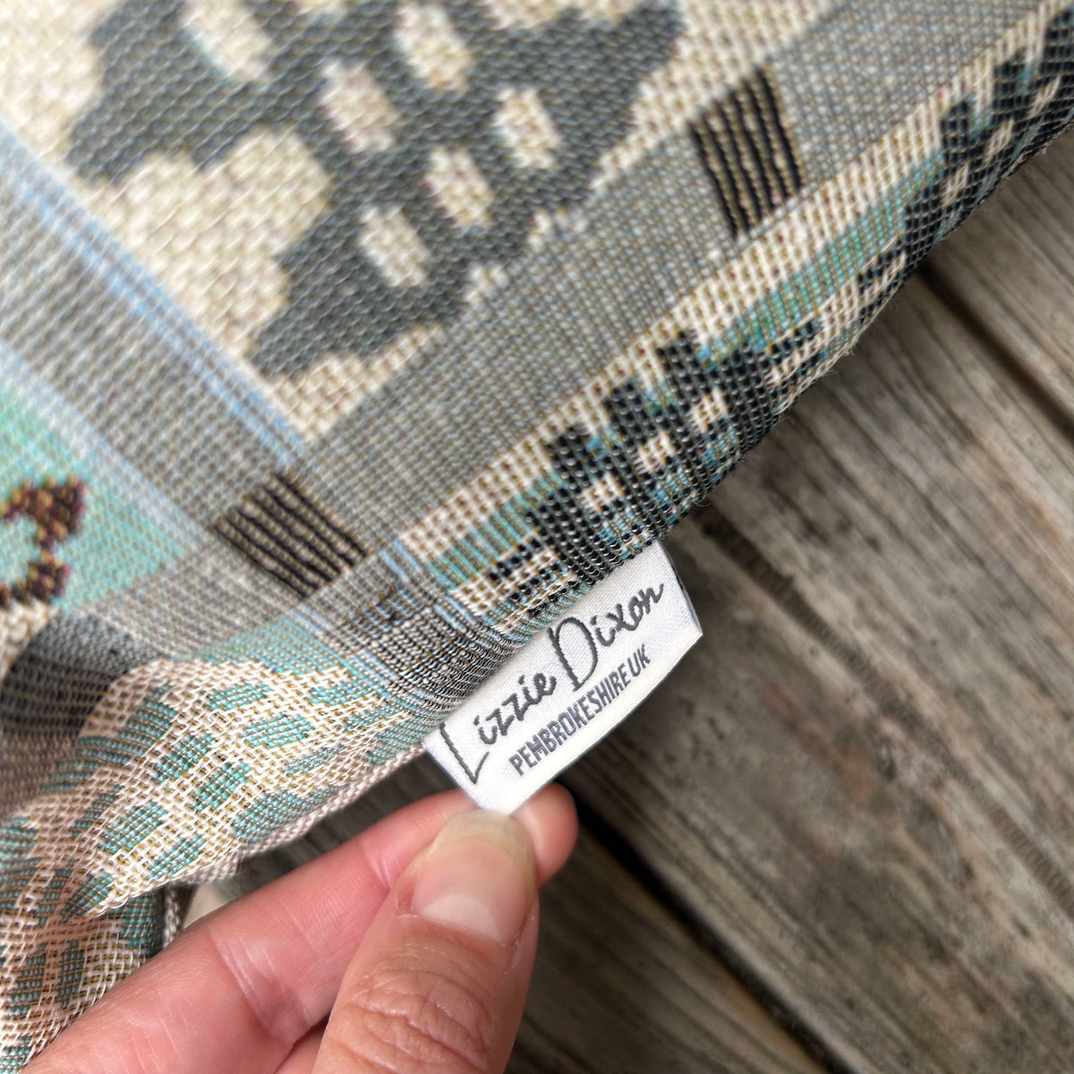 Cushion - Welsh Tapestry Design - Sea Blue & Driftwood