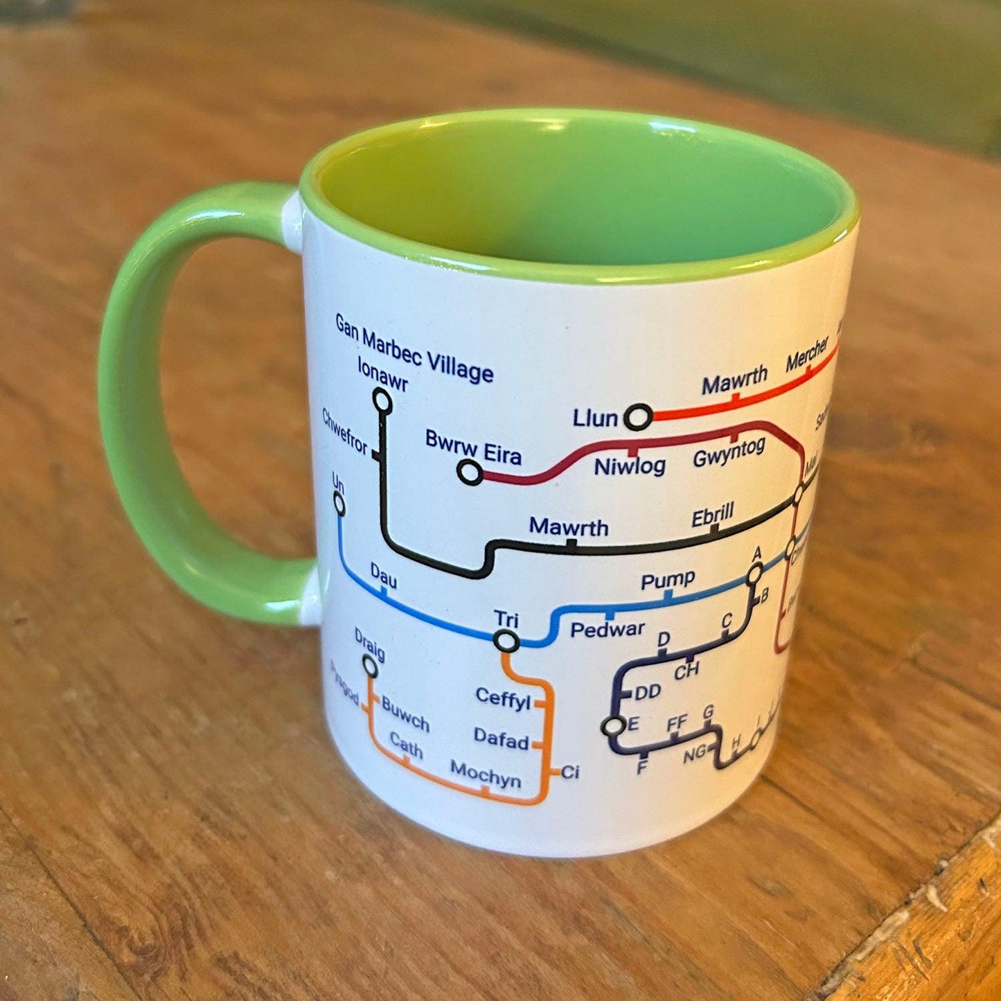 Mug - Welsh Metro / Underground Style - Dysgu Cymraeg