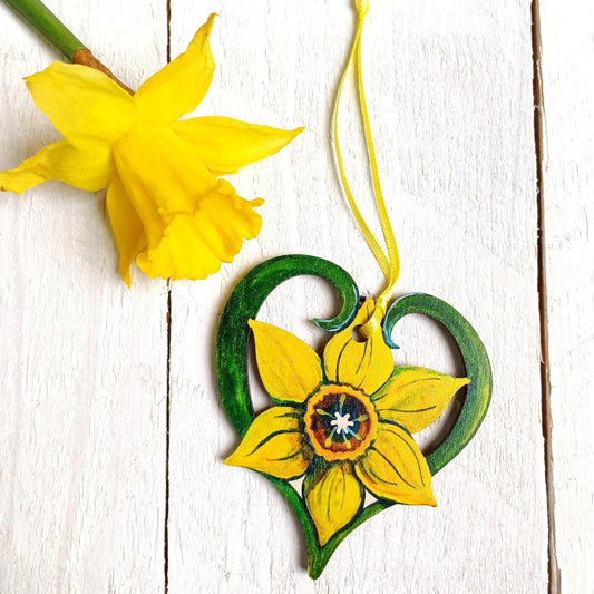 Decoration - Wooden - Daffodil Heart