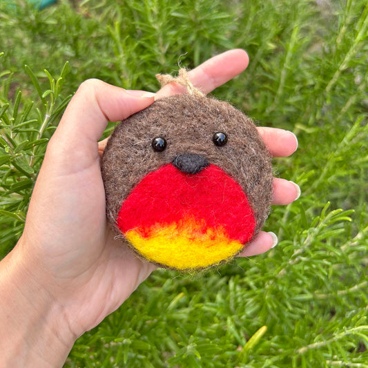 Decoration - Wool Needle Felted - Christmas Robin / Robin Goch Nadolig