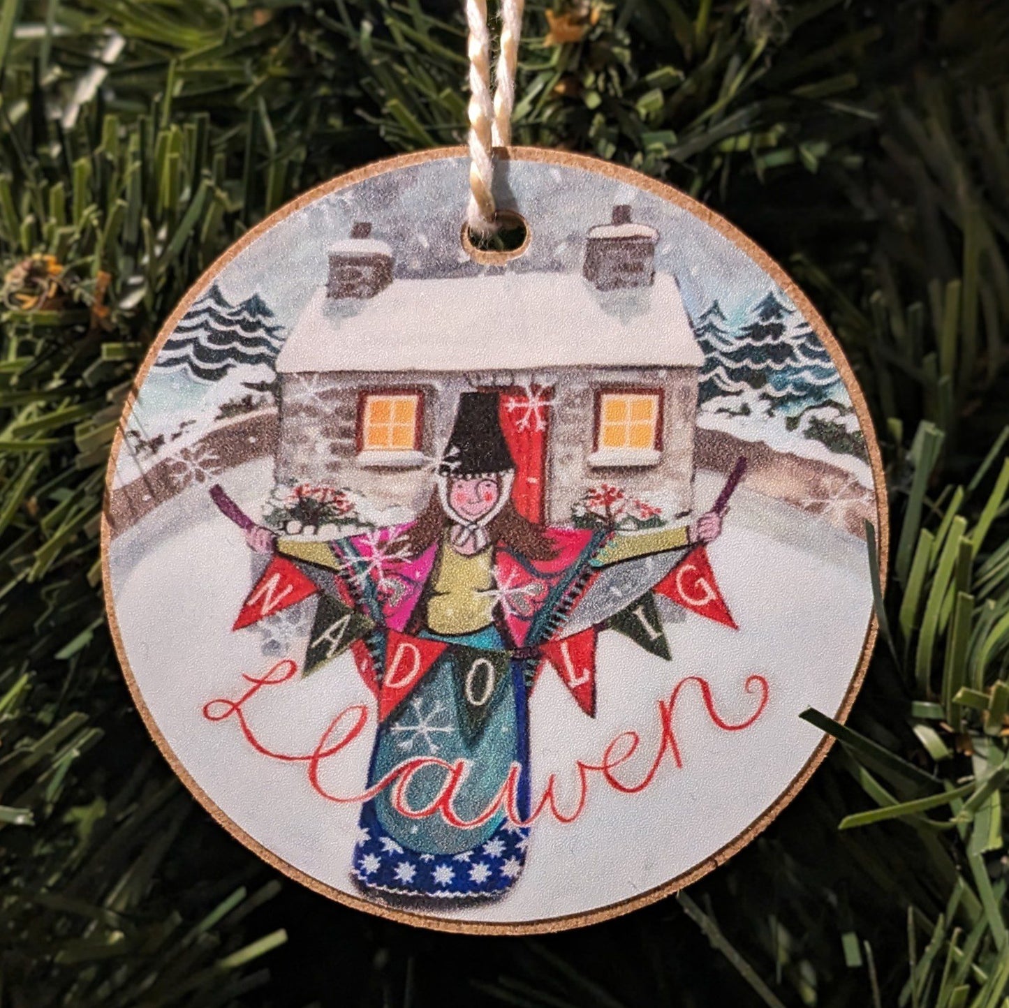 Decoration - Wooden - Nadolig Llawen - Welsh Lady Cottage