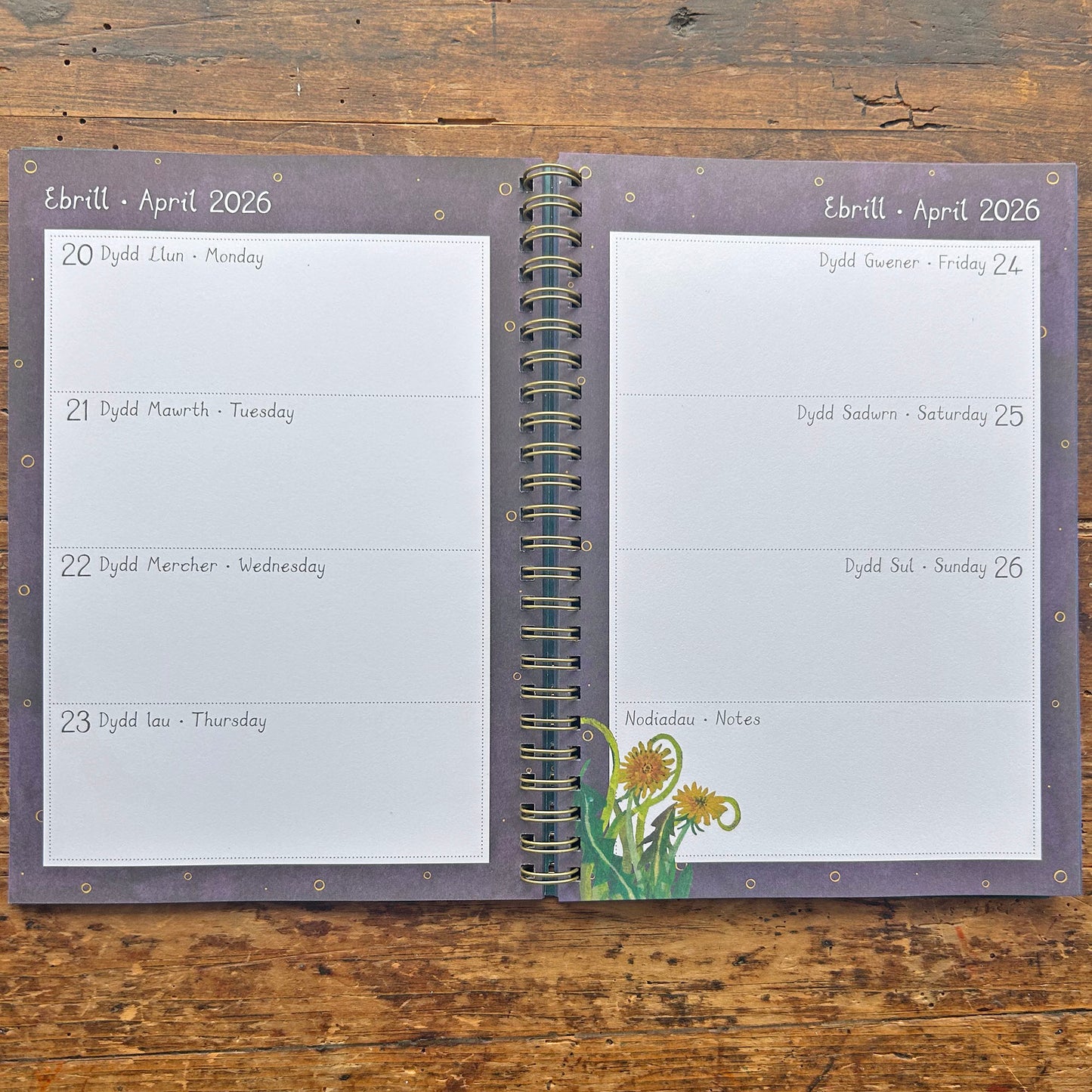 Diary / Dyddiadur - Welsh Language - Full Moons - 2026
