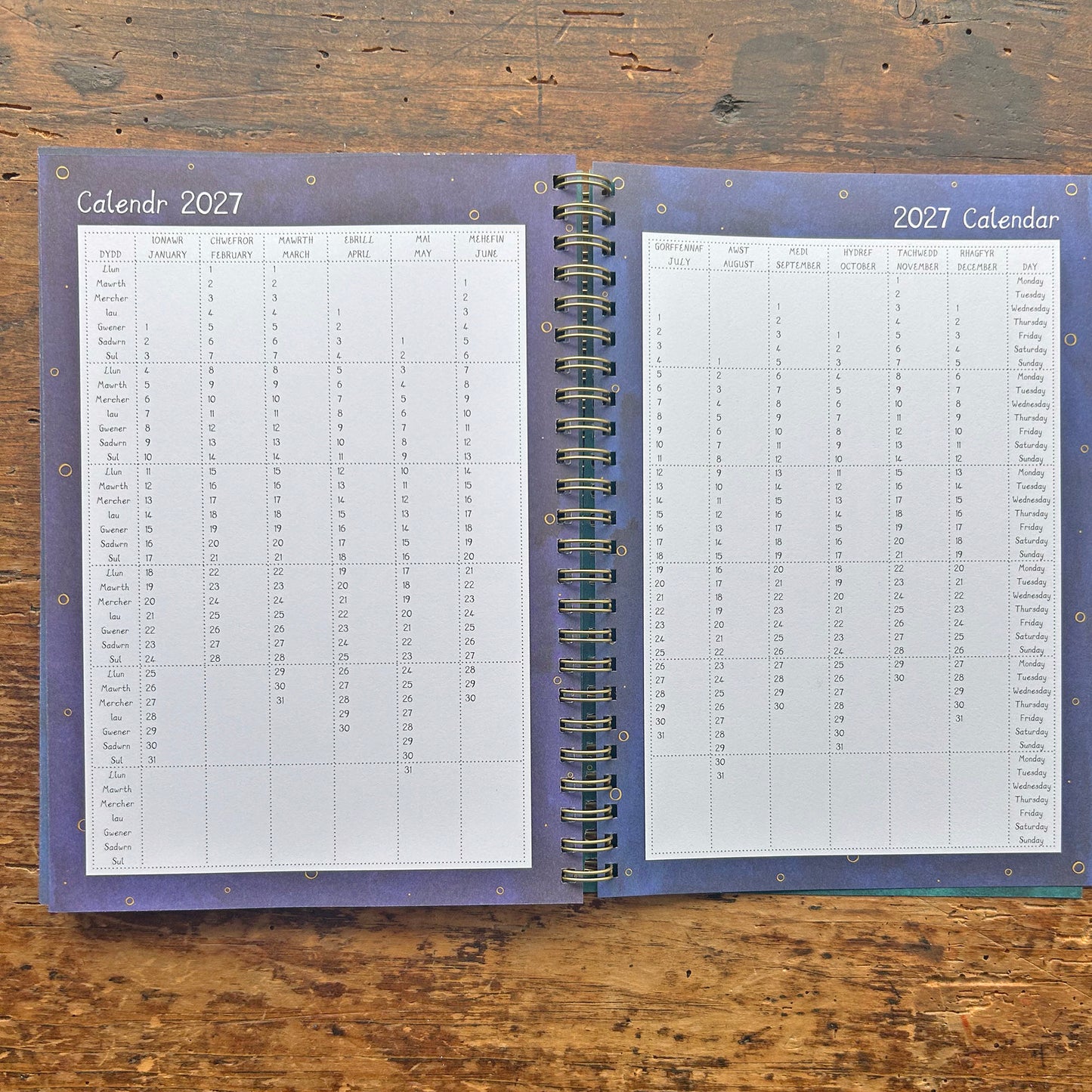 Diary / Dyddiadur - Welsh Language - Full Moons - 2026
