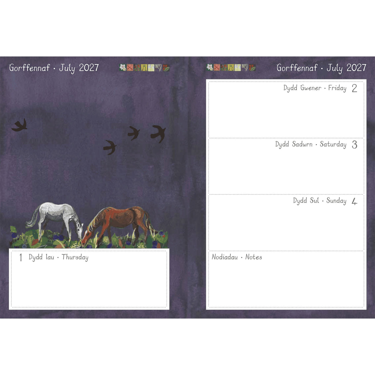 Diary / Dyddiadur - Welsh Language - Full Moons - 2027