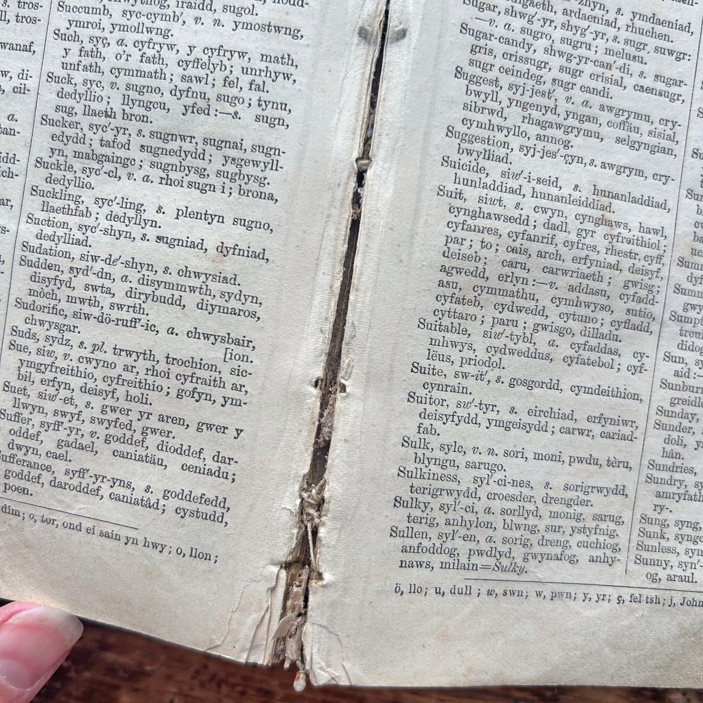 Dictionary / Geiriadur - Welsh & English - Antique 1880 (Preloved)