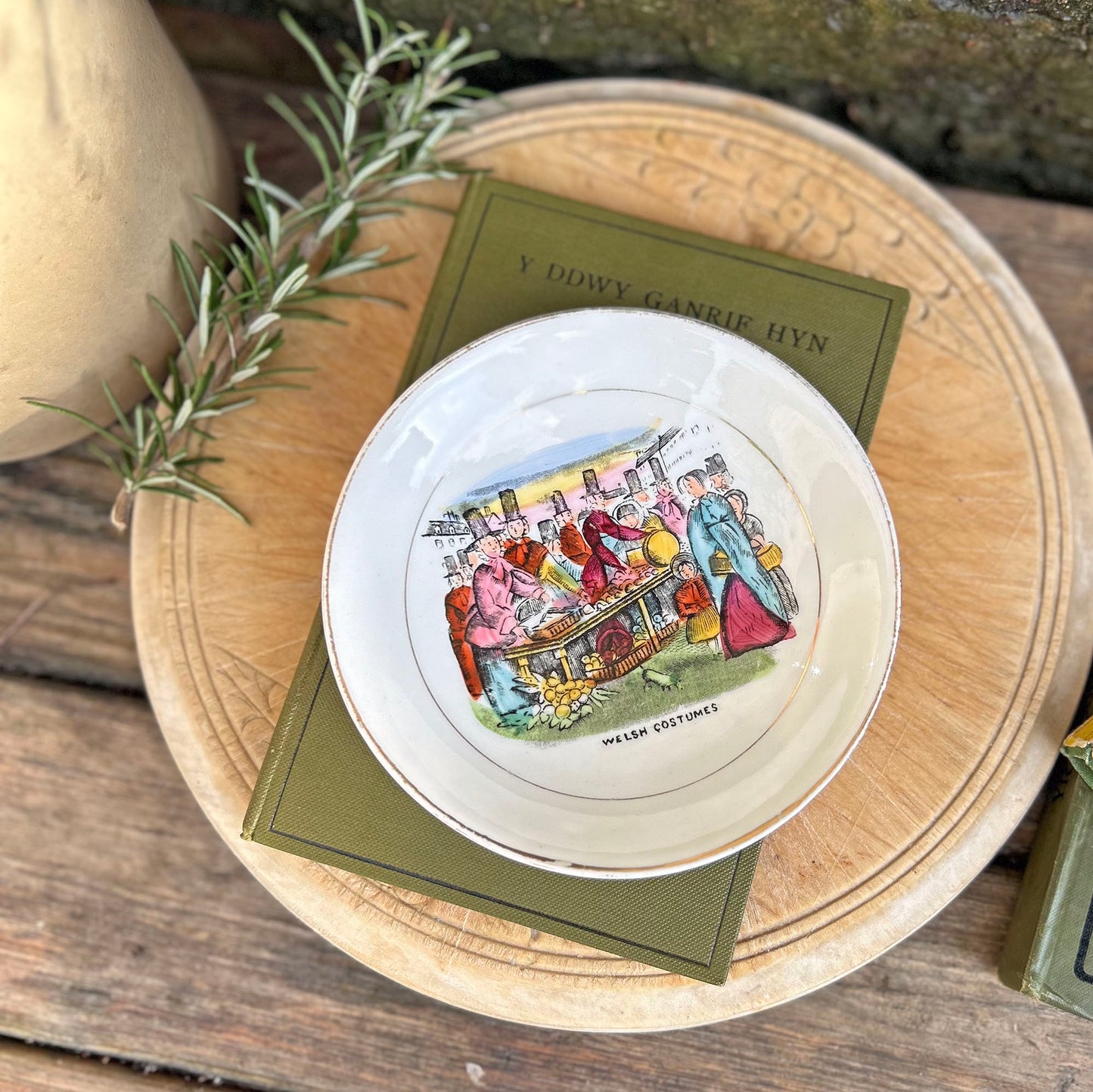Dish / Small Plate - Welsh Costumes - Antique Souvenir (Preloved)