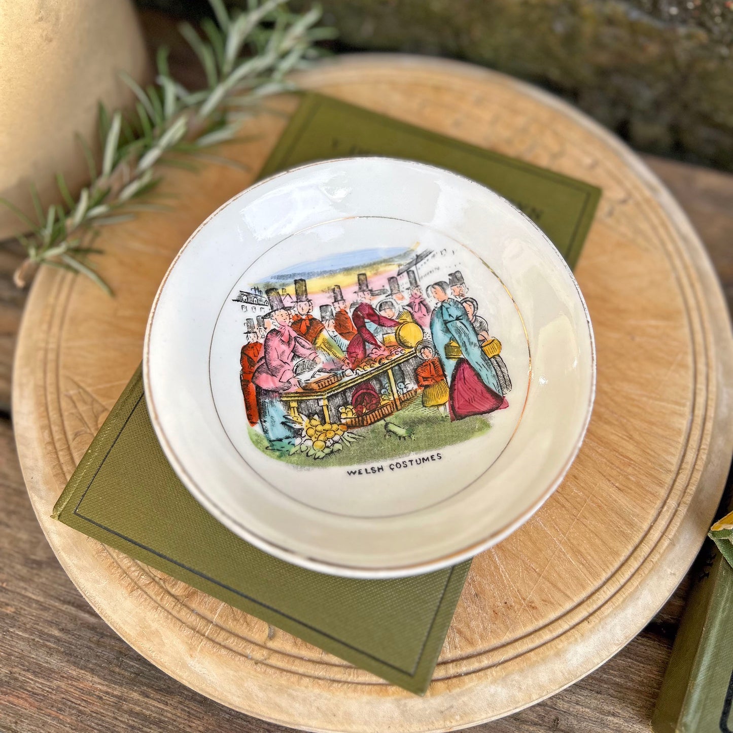 Dish / Small Plate - Welsh Costumes - Antique Souvenir (Preloved)