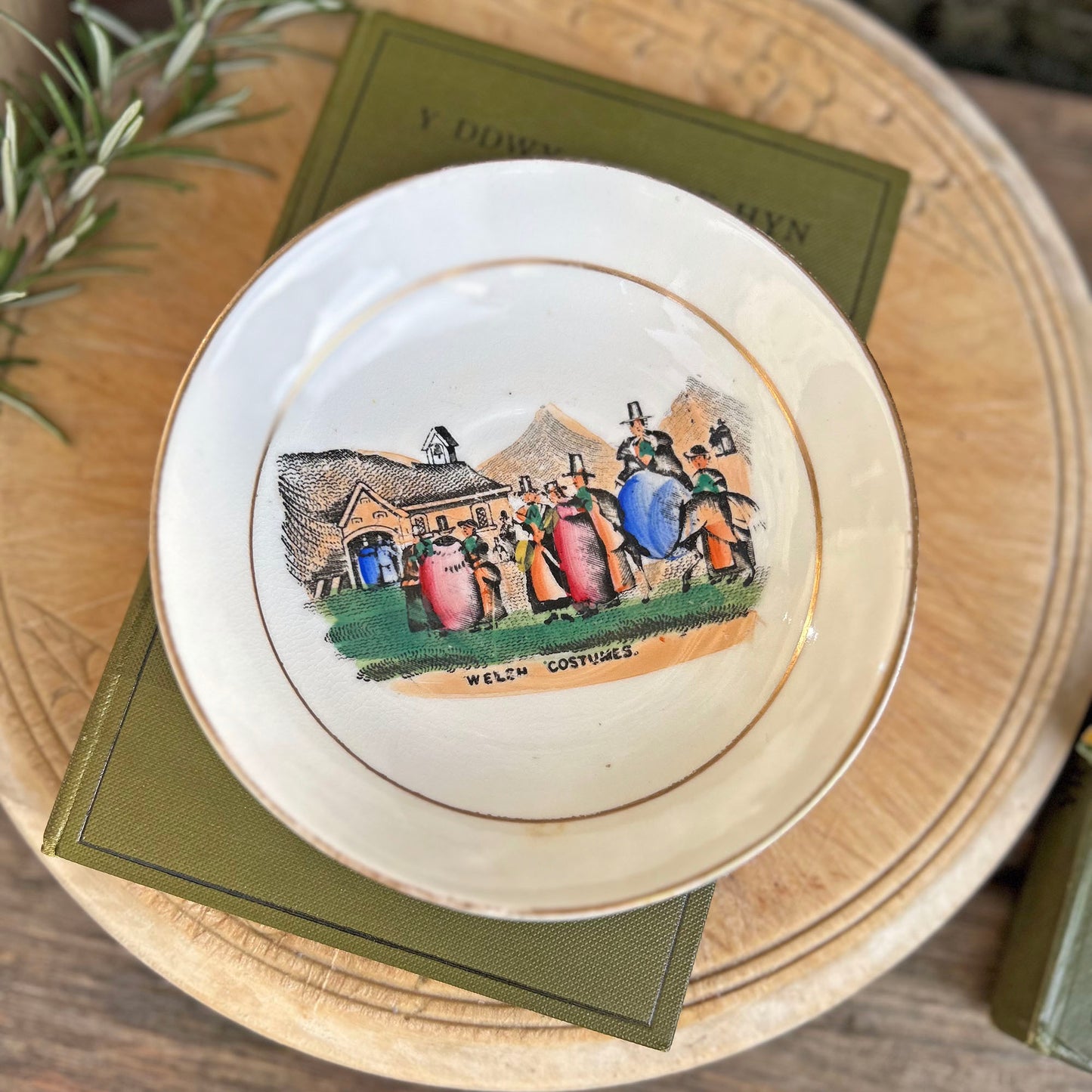 Dish / Small Plate - Welsh Costumes - Antique Souvenir (Preloved)