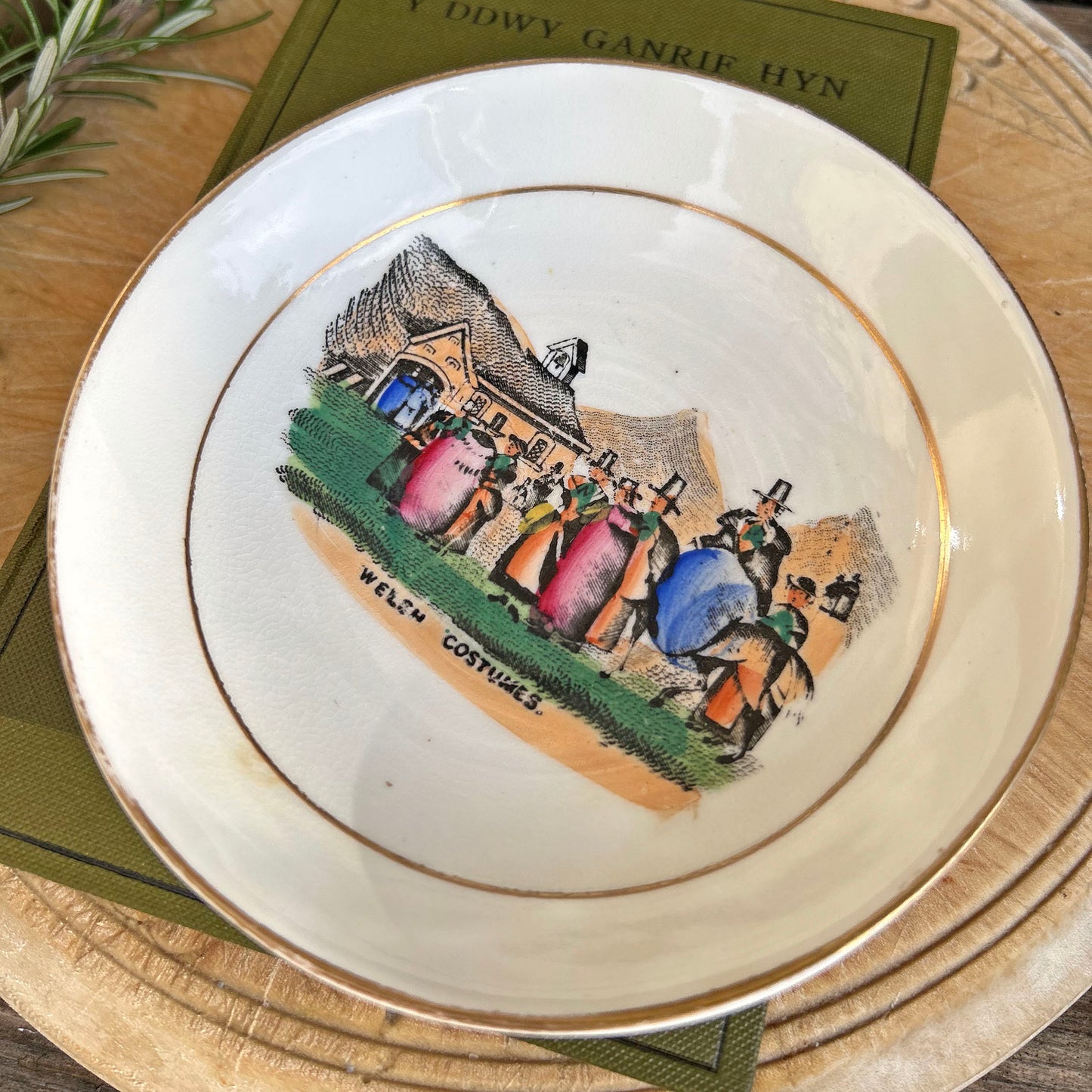 Dish / Small Plate - Welsh Costumes - Antique Souvenir (Preloved)
