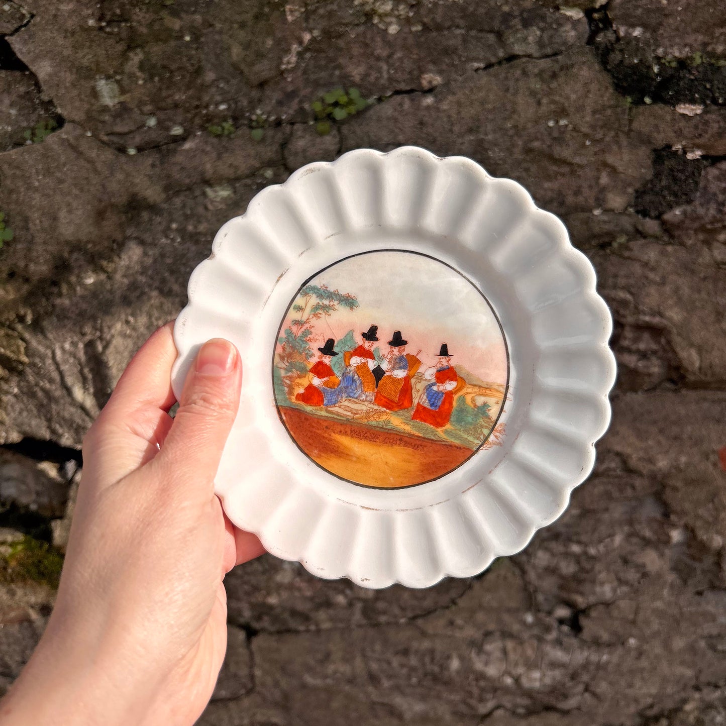 Dish / Small Plate - Welsh Costumes - Antique Souvenir (Preloved)