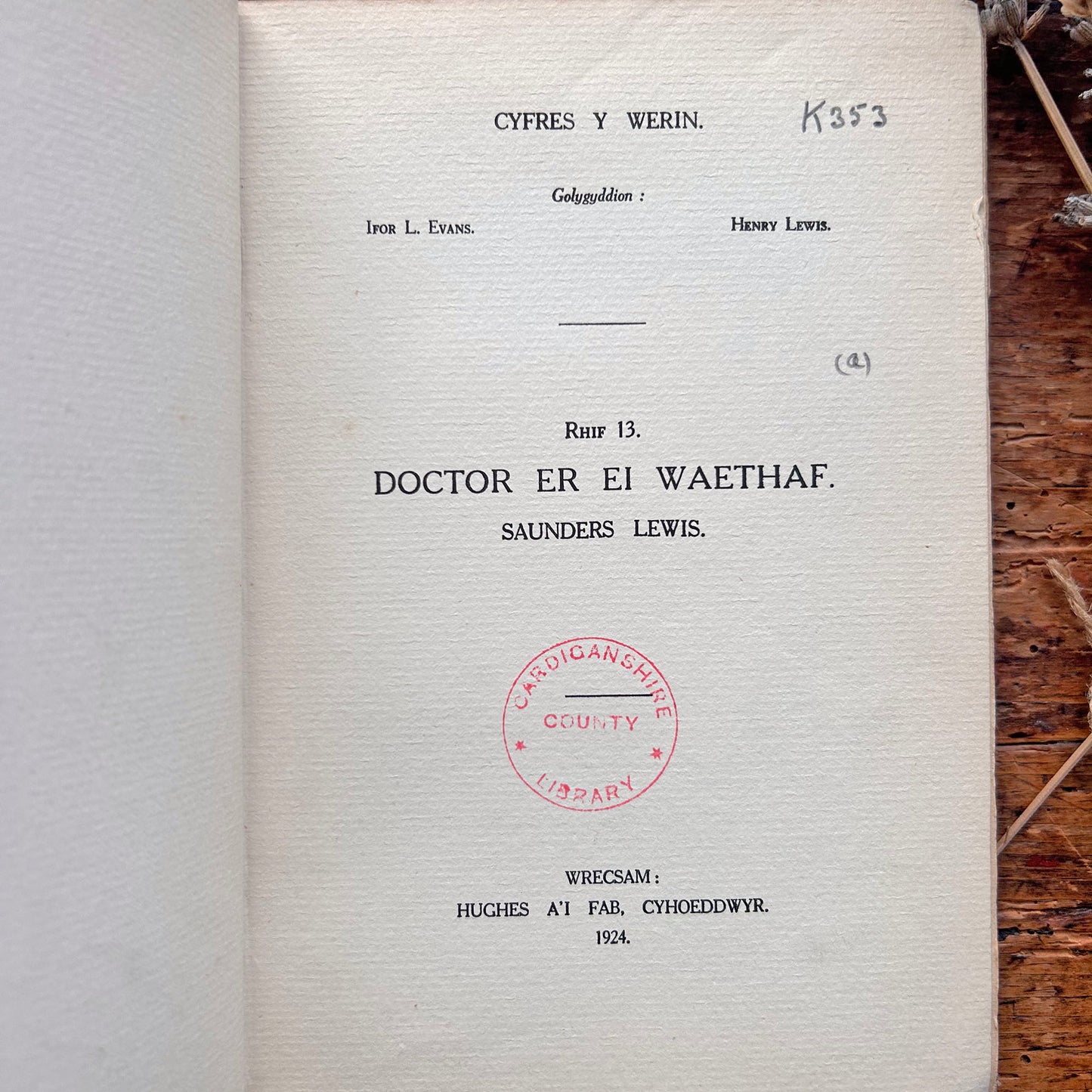 Doctor Er Ei Waethaf - Moliere - 1924 (Preloved)