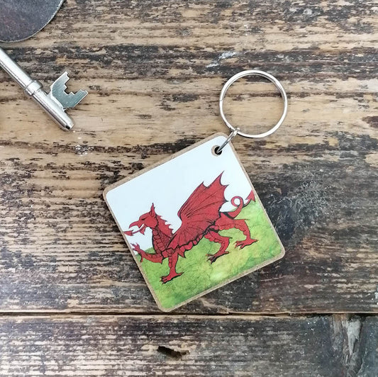 Key Ring / Chain - Welsh Flag - Red Dragon